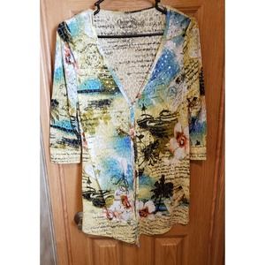 Onque Casuals size medium 3/4 sleeve multicolored blouse